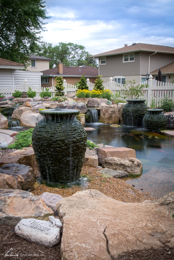 water garden construction with water features