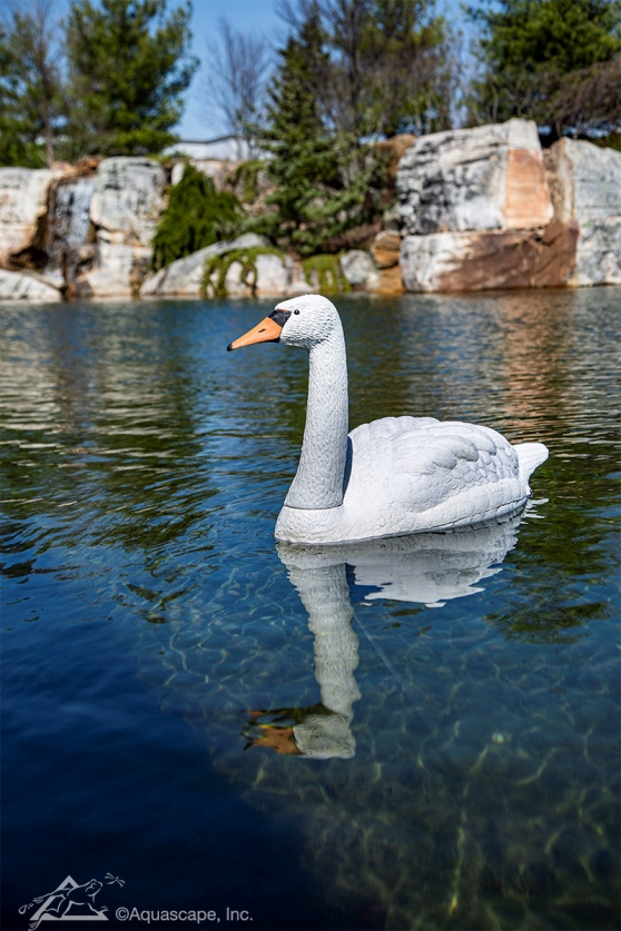 Swan Decoy Pond Decoration White Plastic Floating Ornamental Bird Feature 36cm 
