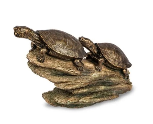 Double Turtle on Log - Add charm and tranquility to your pond or water feature with the Aquascape Double Turtle on Log Spitter. This beautifully designed