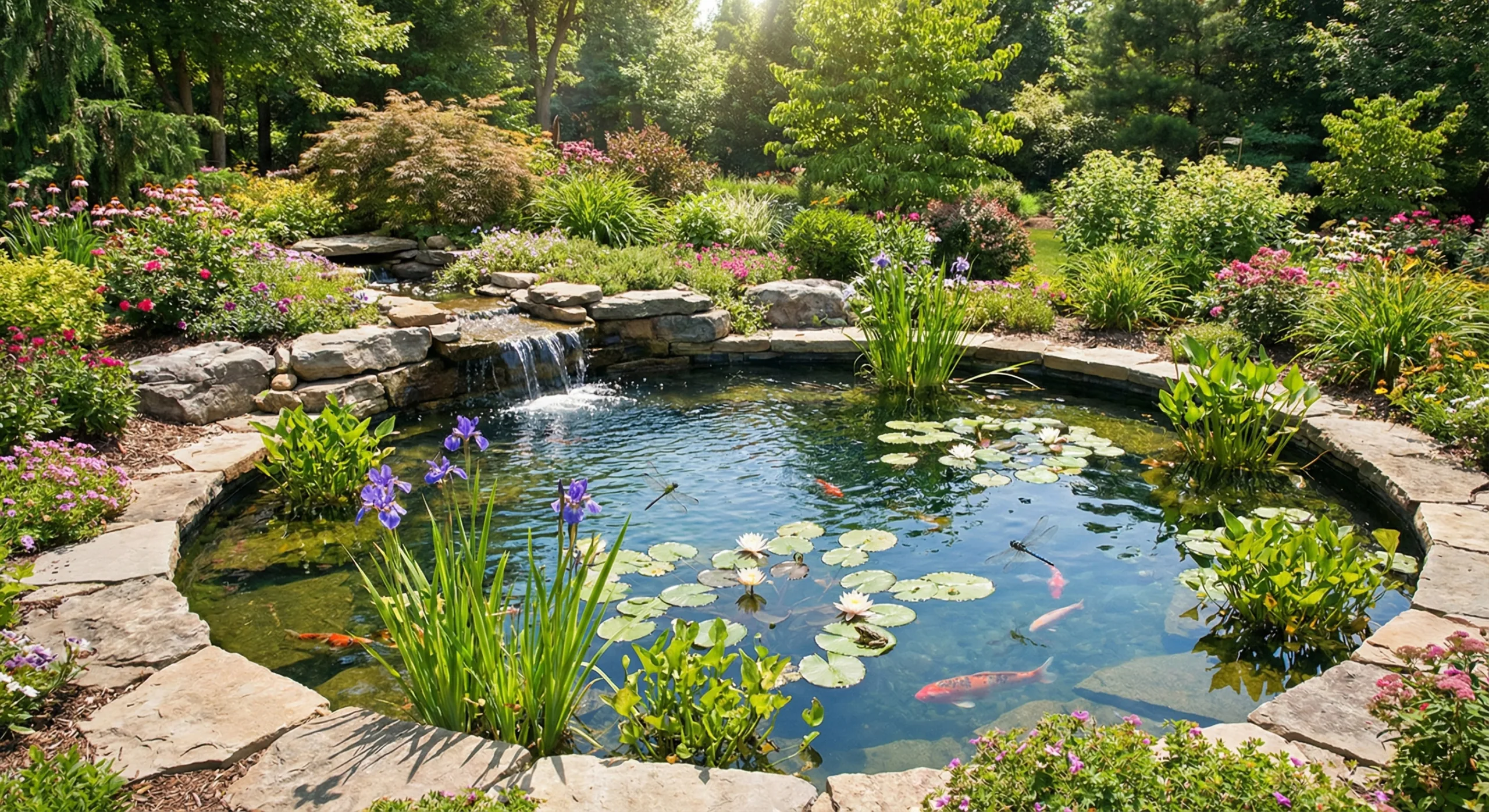 Decorative Pond installation, cincinnati, water feature